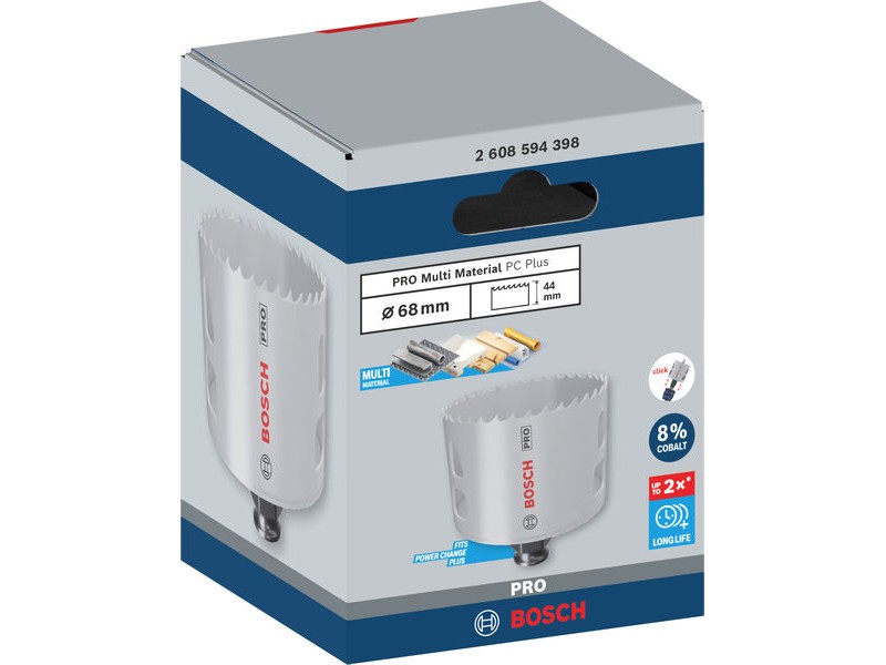 Žaga za izrezovanje lukenj PRO Multi Material PC Plus, 68mm, 2608594485